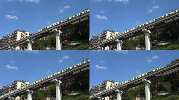 重庆渝中热门景点：李子坝穿楼轻轨2号线