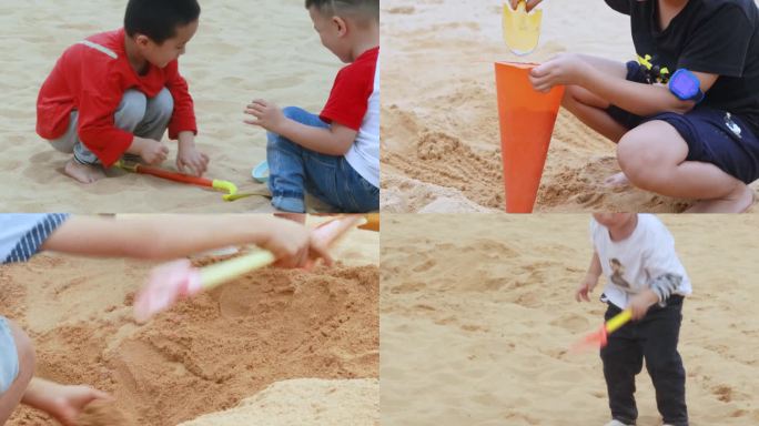 小朋友 沙滩 玩耍 童年