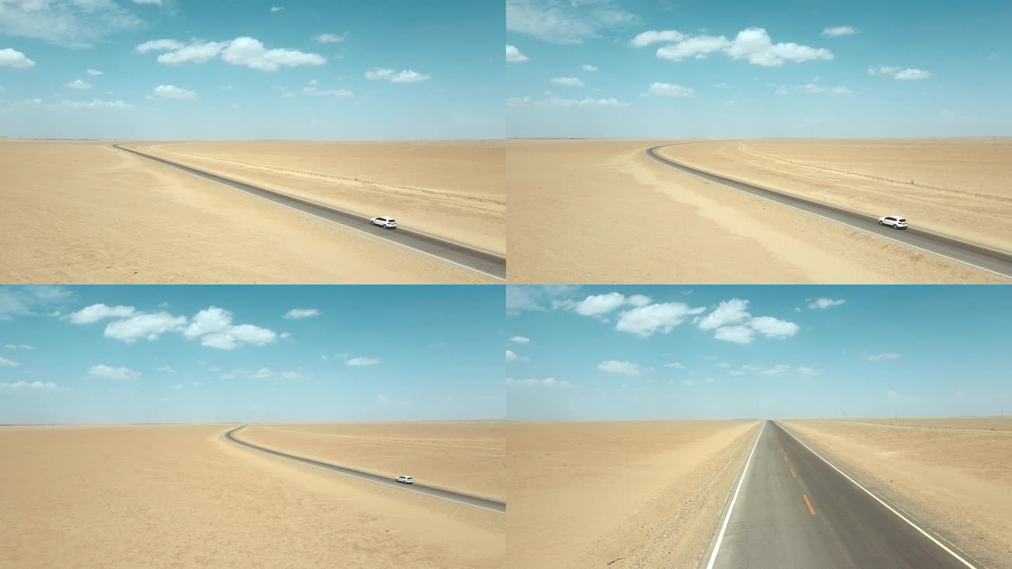 4K航拍沙漠跟车