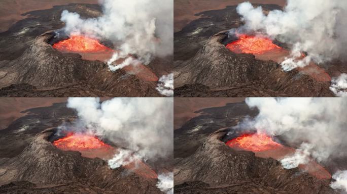 冰岛爆发Fagradalsfjall火山4K空中视频