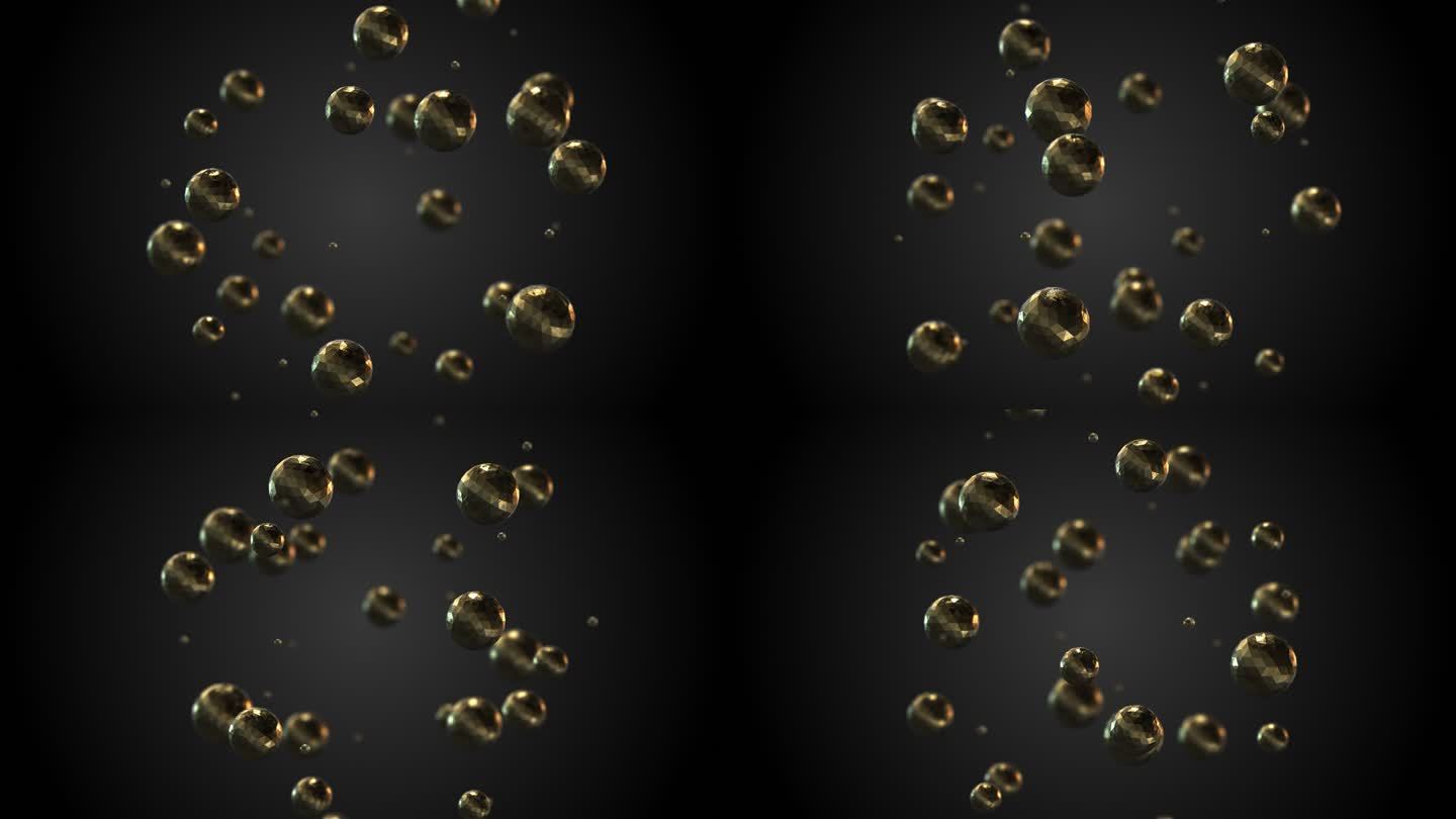抽象低聚球在空中。循环4k动画。