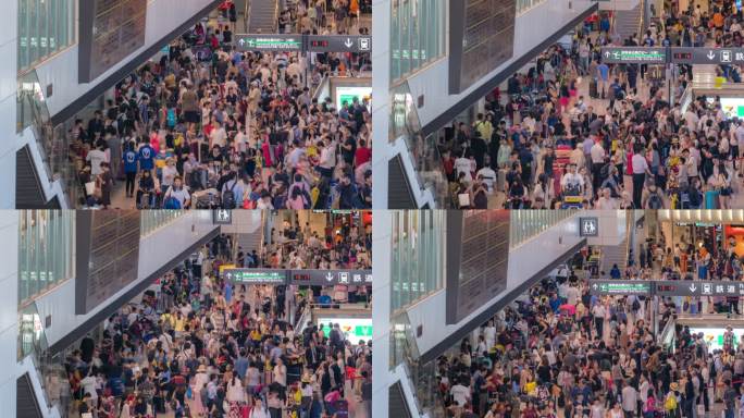 延时：日本成田机场候机大厅旅客拥挤