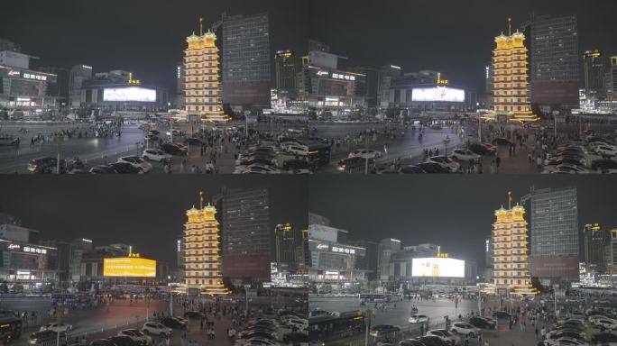 郑州国庆节二七塔夜景HDR 4K高清视频