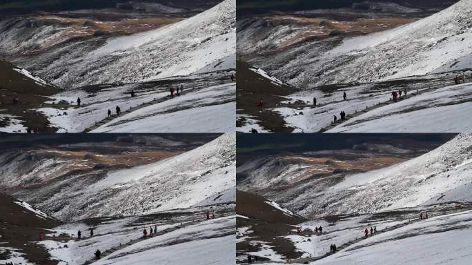 长白山山巅登山的游人