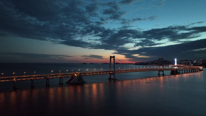 大连星海湾大桥绝美夜景航拍