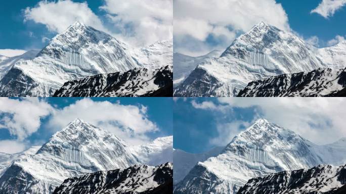尼泊尔喜马拉雅山安纳普纳山脉的时间流逝