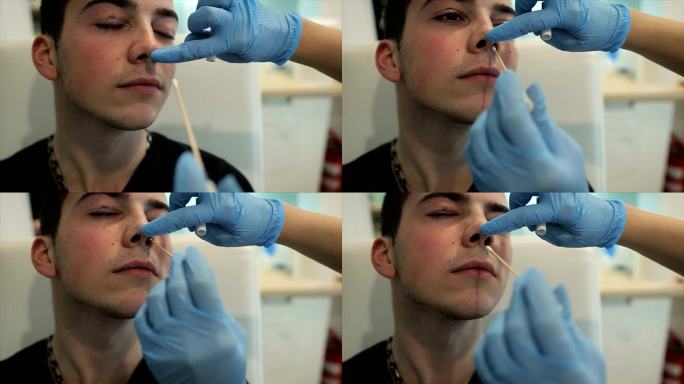 从鼻子中提取样本进行冠状病毒检测