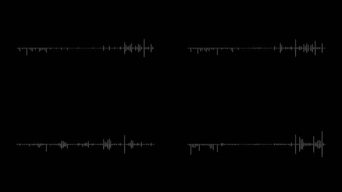 4K音频频谱模拟黑色背景上的白色。