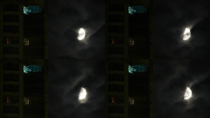 楼房窗前月亮