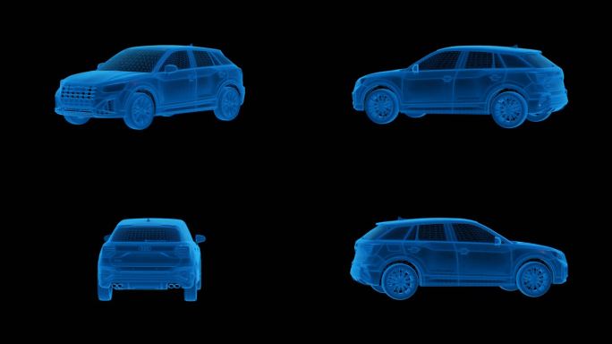蓝色科技线条奥迪SQ2汽车透明通道素材