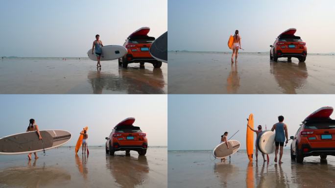 TIme享受海边假日活动滑板