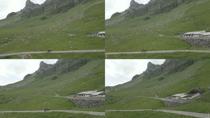 骑车人登山公路鸟瞰图