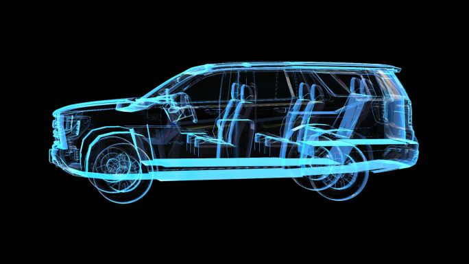 科技全息GMCSUV汽车透明通道素材