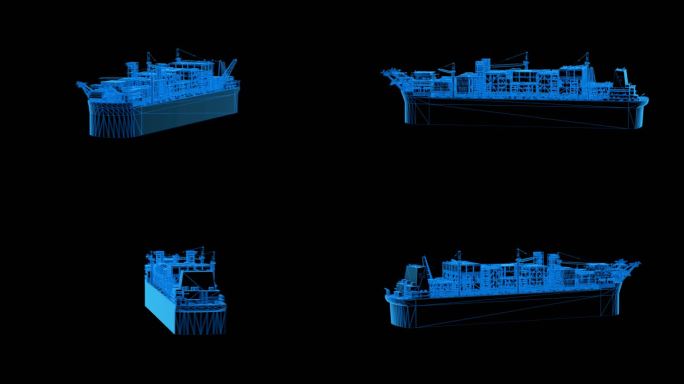 蓝色科技线条石油货轮透明通道素材