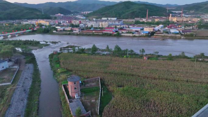 辽宁抚顺清原县浑河旁农田乡村