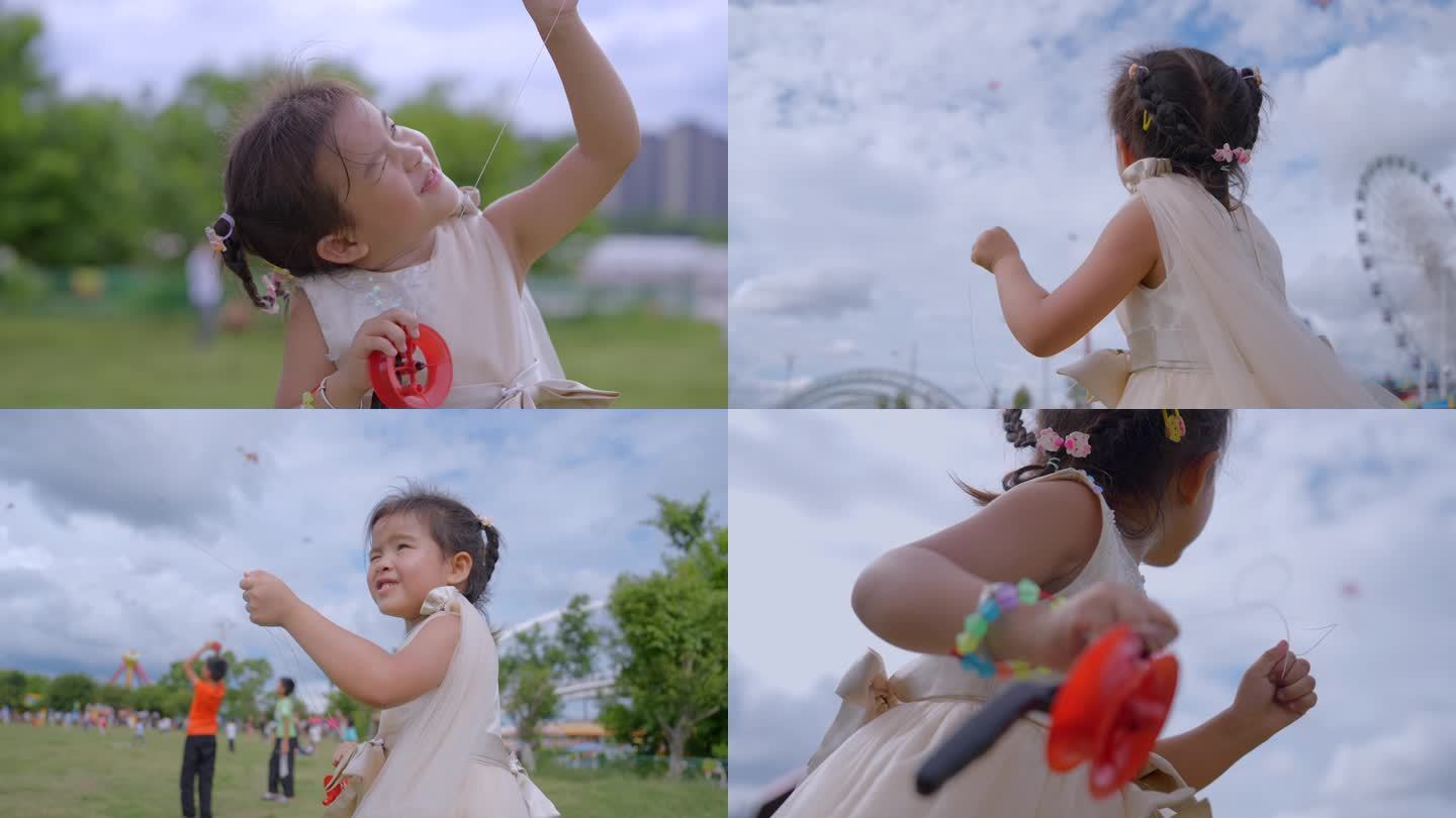 幸福生活 小女孩放风筝