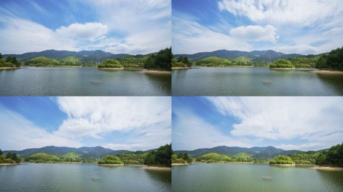 湖边蓝天白云延时摄影8K HDR高清