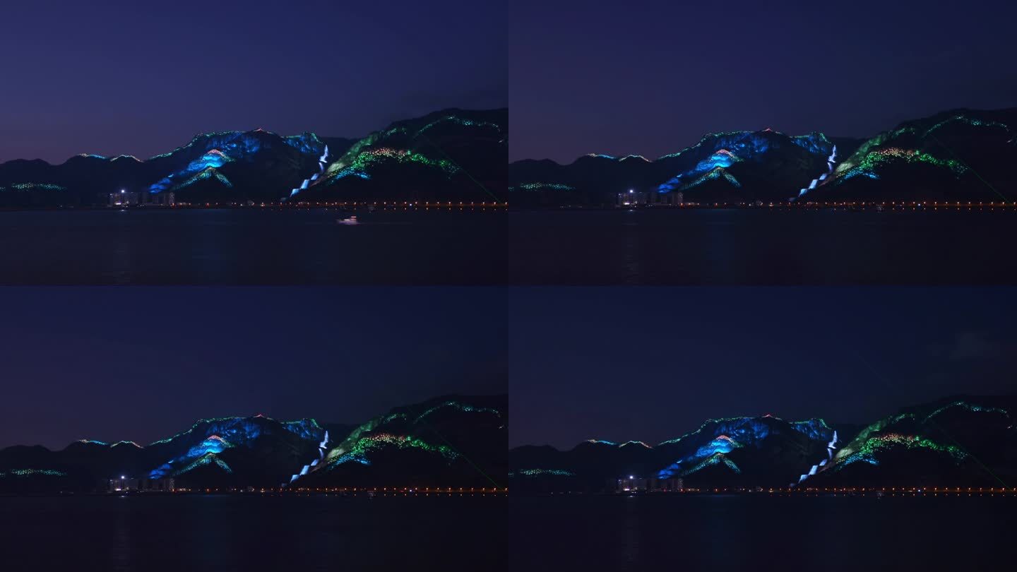温州瓯江外滩大型山体灯光秀4K