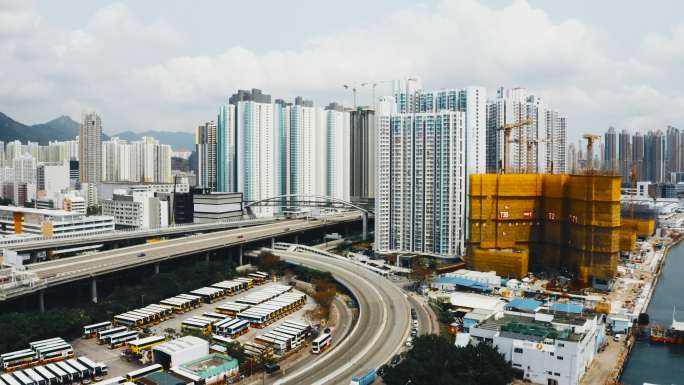 香港的工业建筑起重机和建筑