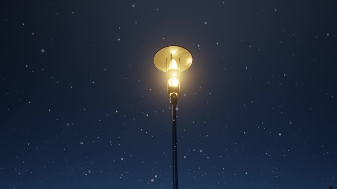 雪天下的夜色路灯02