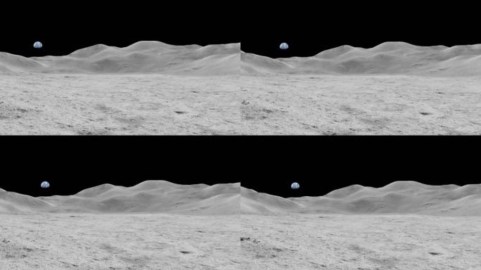 月球表面。天空中遥远的地球
