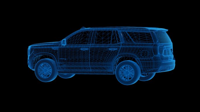 蓝色科技线条GMCSUV汽车透明通道素材