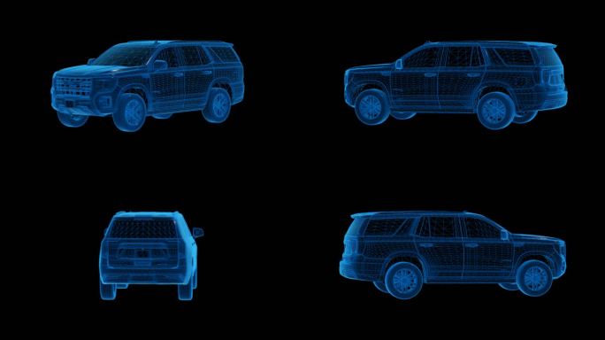 蓝色科技线条GMCSUV汽车透明通道素材