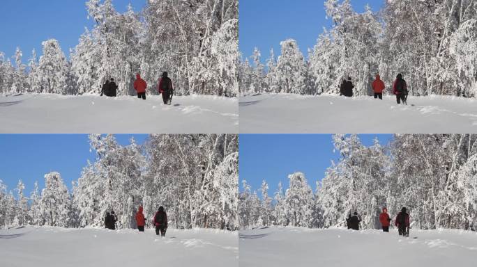 摄影者在林海雪原上行走