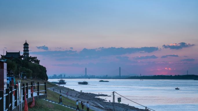 浔阳江畔日落延时