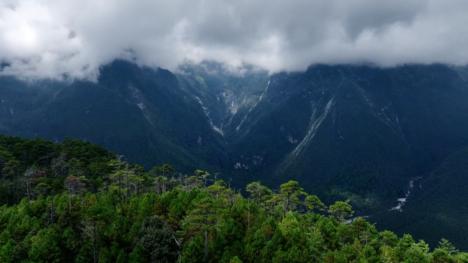 航拍大山森林深处