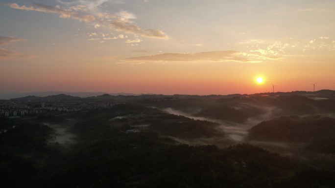 晚霞山川云雾延时摄影