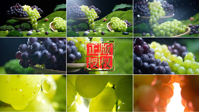葡萄创意拍摄阳光玫瑰夏黑葡萄棚拍红酒广告