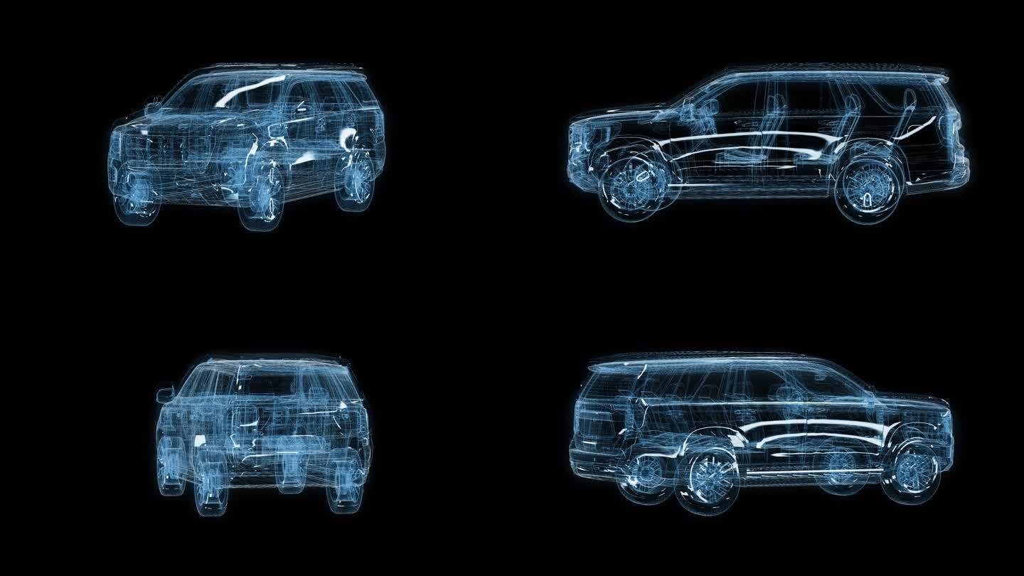 透视全息GMCSUV汽车透明通道素材