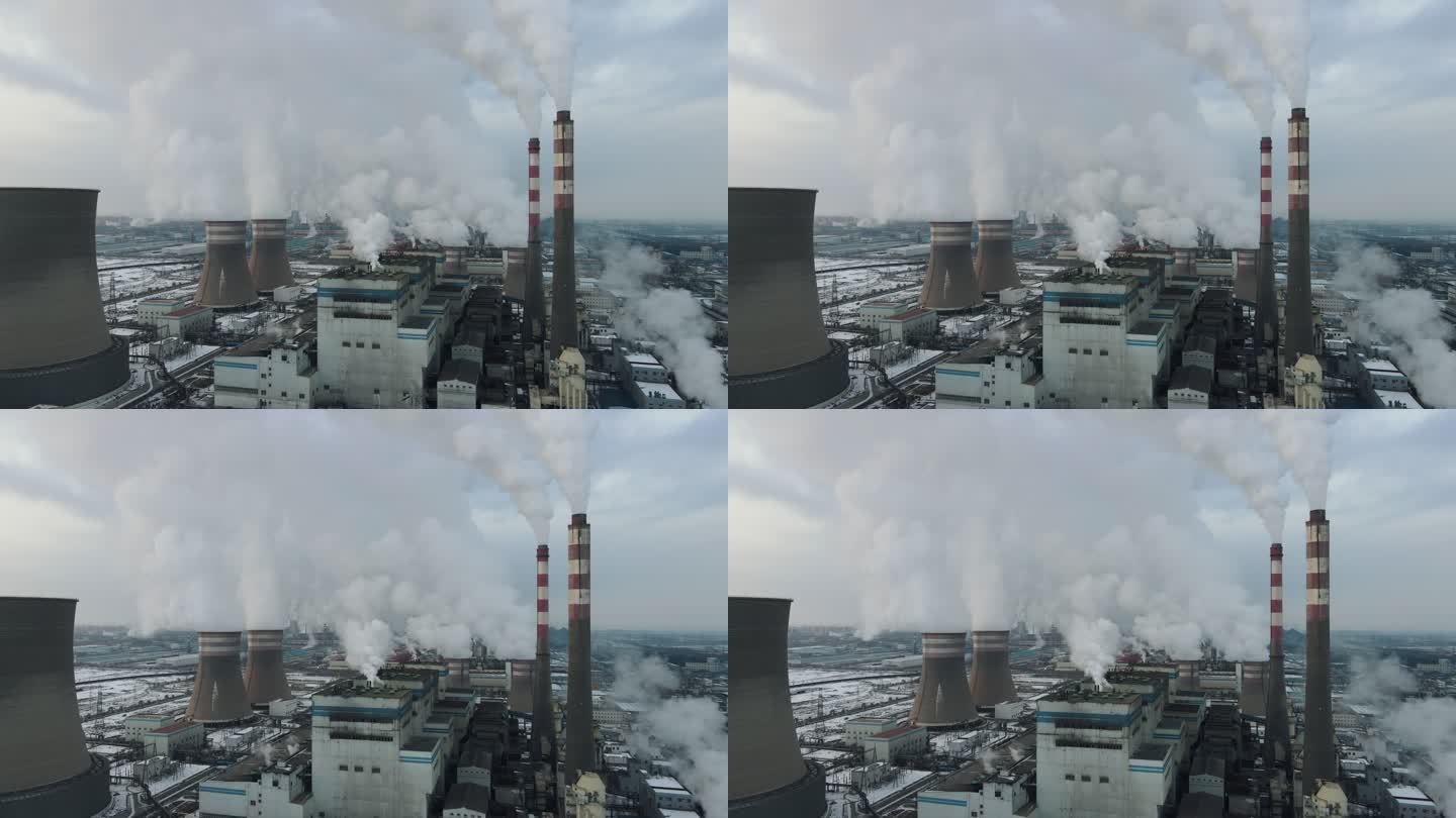 火力发电站鸟瞰图工厂烟囱