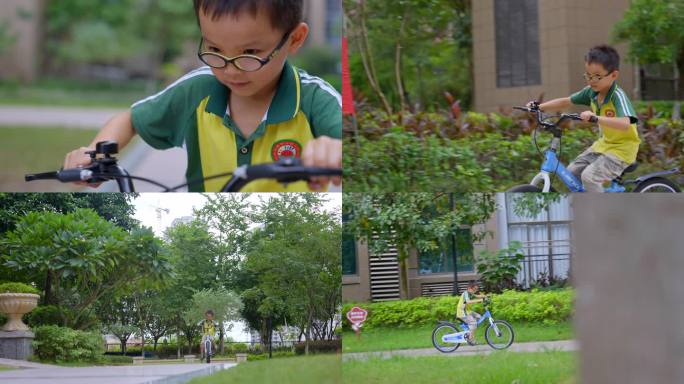 男孩小区骑自行车