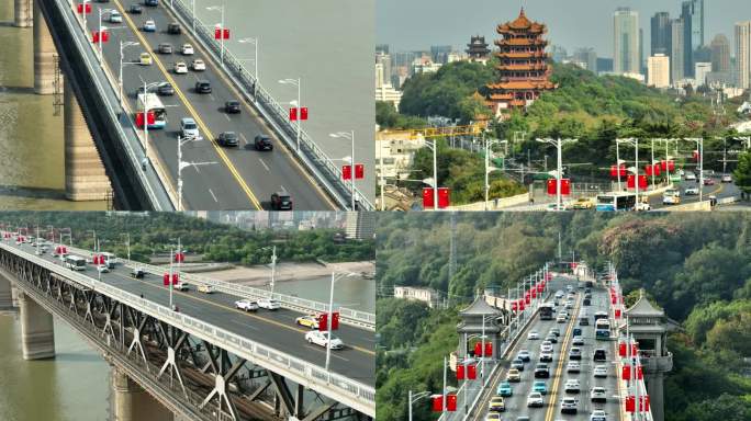 4K武汉长江大桥航拍视频素材