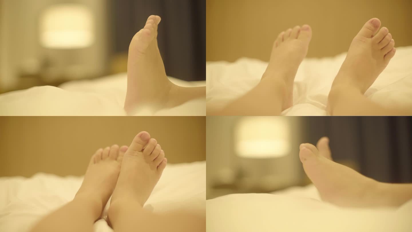 宾馆床上的小脚丫