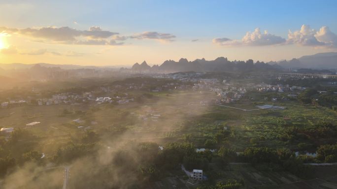 夕阳 唯美 逆光 城镇