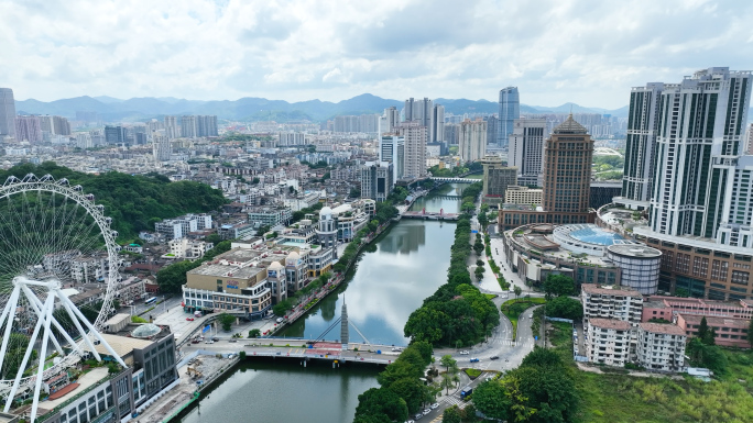 中山石歧河两岸城市景观航拍