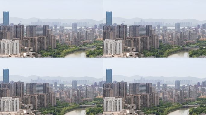 4K延时，南京城市天际线，现代都市风景。