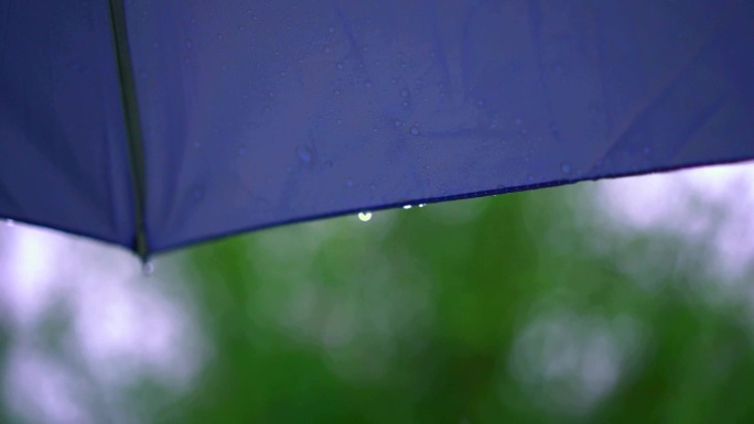 下雨 雨伞一角 水珠 前景