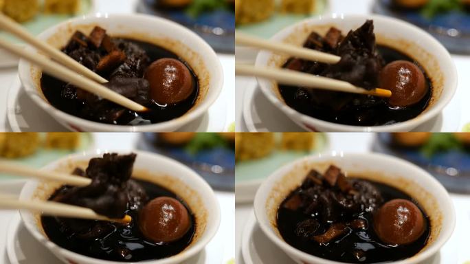 粤菜：姜醋炖猪蹄筷子夹菜