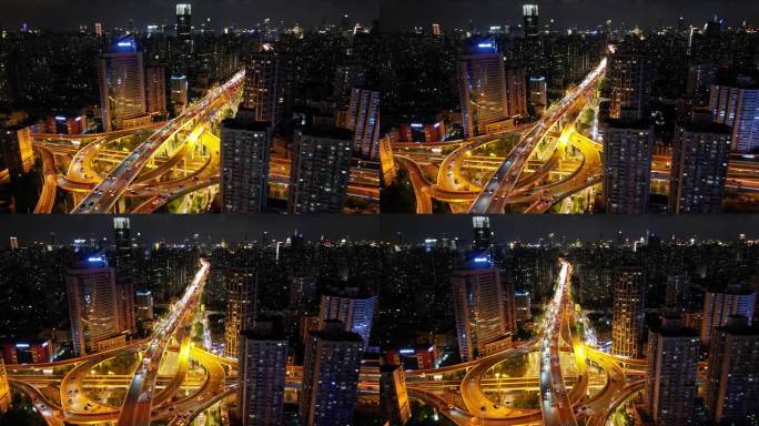 4k 上海高架 夜景航拍