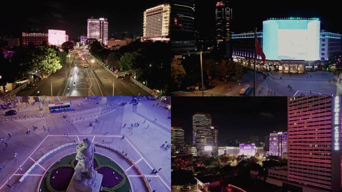 广州海珠桥百年跨江大桥夜景航拍4K视频