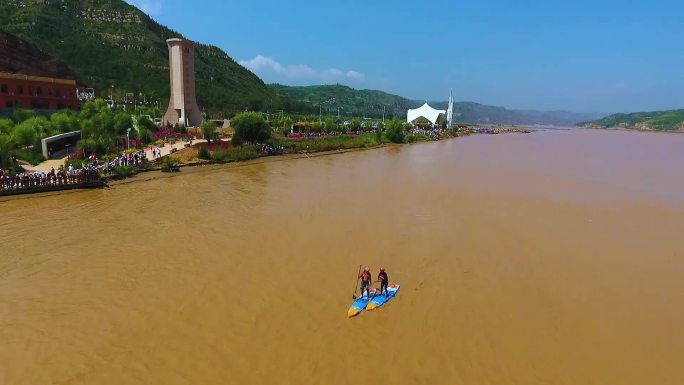 碛口漂流航拍风景