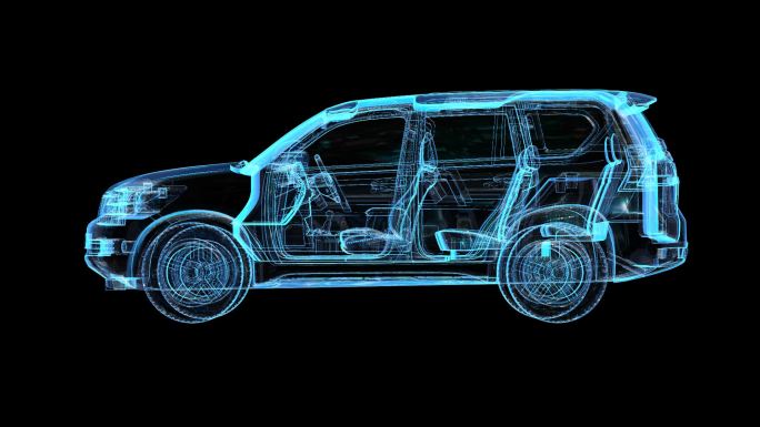 科技全息丰田霸道suv透明通道素材