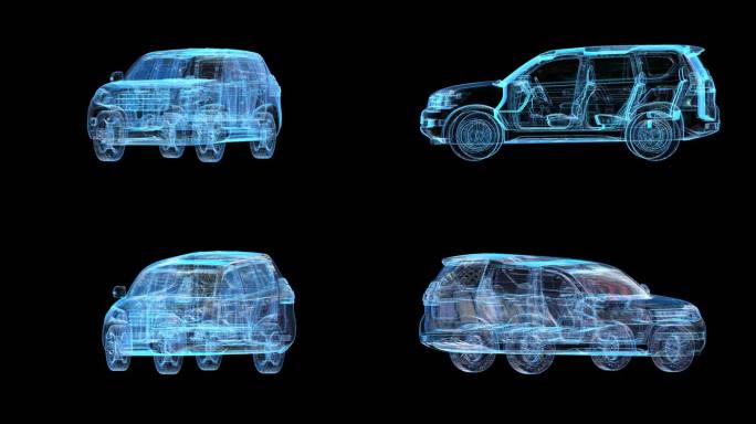 科技全息丰田霸道suv透明通道素材