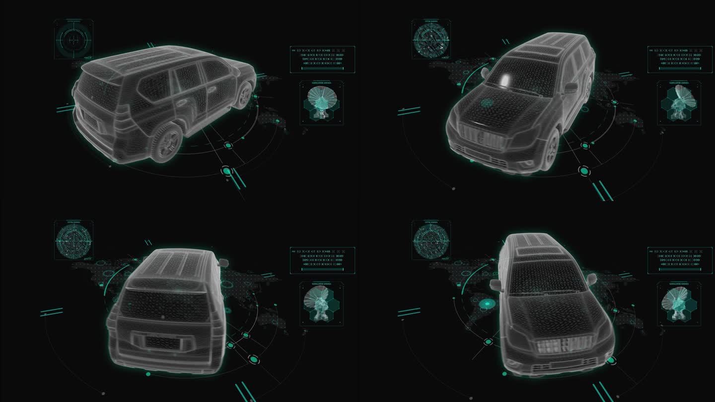 HUD科技界面丰田霸道suv展示素材