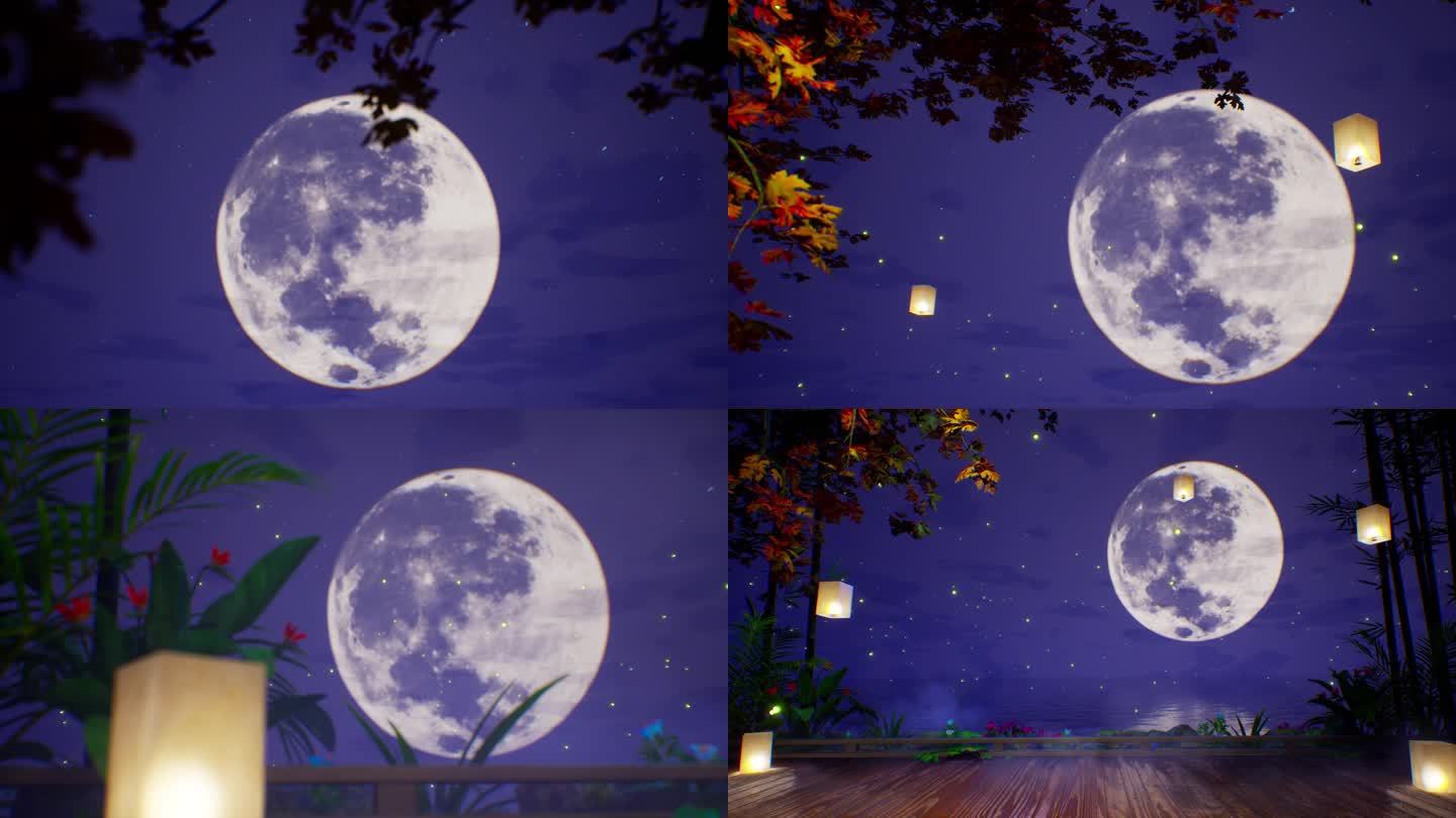 中秋之夜观赏圆月高升镜头合集