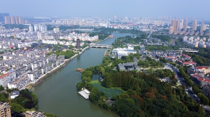 4k航拍泰州凤城河风景区